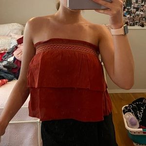 Strapless ruffle blouse